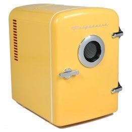 Frigidaire® 6-Can Retro Portable Beverage Refrigerator with Bluetooth® Speaker (Yellow)