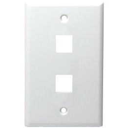 DataComm Electronics 2-Port Standard-Size Keystone Wall Plate (White)