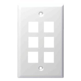 DataComm Electronics Multi-Port Standard-Size White Keystone Wall Plate (6 Port)