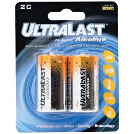 Ultralast® ULA2C C Alkaline Batteries, 2 pk