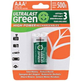 Ultralast® Green High-Power Rechargeables AAA NiMH Batteries (2 Pack)
