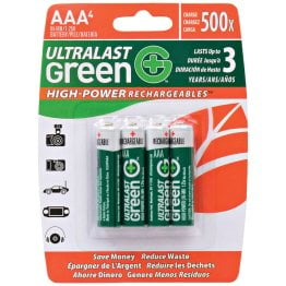 Ultralast® Green High-Power Rechargeables AAA NiMH Batteries (4 Pack)