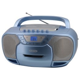 JENSEN® CD-590 1-Watt Portable Stereo CD and Cassette Player/Recorder with AM/FM Radio and Bluetooth® (Light Blue)