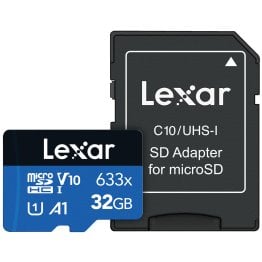 Lexar® High-Performance BLUE Series 32 GB 633x UHS-I microSDHC™ Memory Cards with SD Adapter, 2 Pack