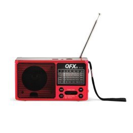 QFX® Portable AM/FM/Shortwave Radio with Bluetooth®, Flashlight, and Solar Panel, Red, R-37