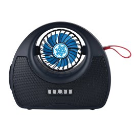 QFX® Portable FM Radio with Bluetooth®, Flashlight, Fan, and Solar Panel, R-40 (Black)