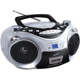 Supersonic® Bluetooth® CD/Cassette/Radio/Media Player Boom Box, Silver, SC-739BT