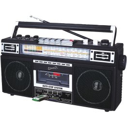 Supersonic® Retro 4-Band Radio and Cassette Player with Bluetooth® (Black)