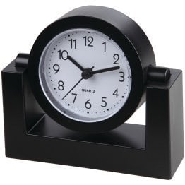 Timekeeper 4-Inch Swivel Black Desktop Clock