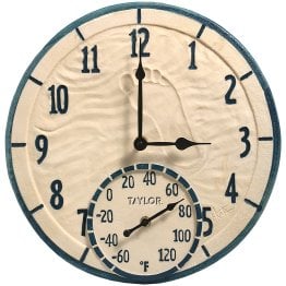 Taylor® Precision Products 14-In. Poly-Resin Clock with Thermometer, By the Sea