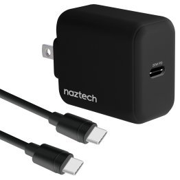 Naztech® 20-Watt Power Delivery USB-C® Wall Charger and USB-C® to USB-C® 4-Foot Cable