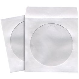 Maxell CD/DVD Paper Storage Sleeves, 100 Pack, White