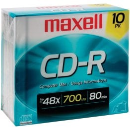 Maxell® CD-R 48x 700 MB/80-Minute Blank Discs (10 Pack)
