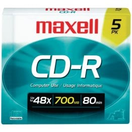 Maxell CD-R 48x 700 MB/80-Minute Blank Discs (5 Pack)