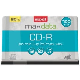 Maxell CD-R 48x 700 MB/80-Minute Blank Discs on Spindle (50 Pack)