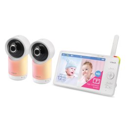 VTech® RM77662HD Smart Wi-Fi® 1080p 2-Camera 360°-Pan-and-Tilt Video Baby Monitor System with 7-In. Display, Night-Light, and Remote Access, White