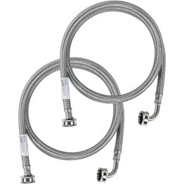 Certified Appliance Accessories 2 pk Braided Stainless Steel Washing Machine Hoses with Elbow, 5ft