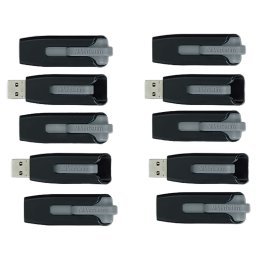 Verbatim® 32-GB Store ‘n’ Go® V3 USB 3.2 Gen 1 Flash Drives, Business Bulk 10 Count, Gray