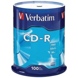 Verbatim® 700 MB 80-Minute 52x CD-Rs (100 Pack)