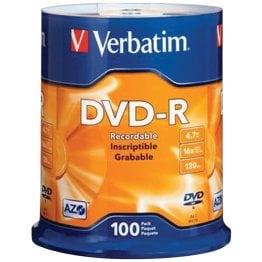Verbatim® 4.7 GB DVD-Rs (100 Pack)