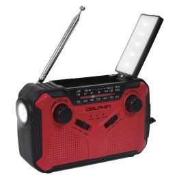 Dolphin® Audio R-100C DSP 10-Watt Portable 3-Band Emergency AM/FM/Weatherband Bluetooth® Radio with WaveSync™ and Multiple Charging Options (Red)