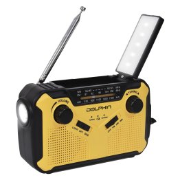 Dolphin Audio R-100C DSP 10-Watt Portable 3-Band Emergency AM/FM/Weatherband Bluetooth® Radio with WaveSync™ and Multiple Charging Options (Yellow)