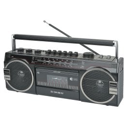 Audiobox® RXC-25BT 10-Watt Portable Cassette Player and Recorder Boombox with 3-Band Radio, Bluetooth®, and Speakers (Black)
