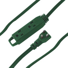 3-Prong 3-Outlet Wall-Hugger Indoor Grounded Extension Cord (Green)
