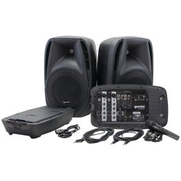 Gemini® Bluetooth® Portable PA System with Speakers, Mixer, and Wired Microphone, Black, SS-210MXBLU