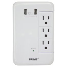 PRIME® 6-Outlet Wall Tap with 1,200-Joule Surge Protection and Dual USB Charger