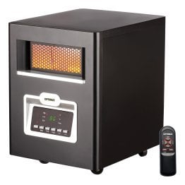 Optimus H-8214 3-Setting 1,500-Watt-Max Portable Infrared Quartz Heater with Remote, LED Display, and Wheeled Base