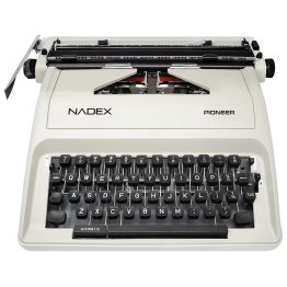 Nadex Coins™ Pioneer Manual Typewriter with Durable Travel Case (Ivory)