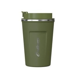 Outdoors Professional Stainless Steel Double-Walled Vacuum-Insulated Coffee Cup with Spillproof Lid (12.8 Oz.; Olive Green)