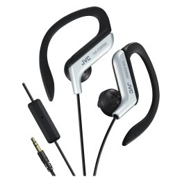 JVC® Sport In-Ear Ear Clip Sport Headphones with Microphone and Remote, HA-EBR80 (Silver)