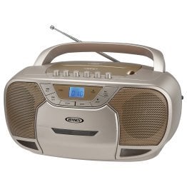 JENSEN® CD-590 1-Watt Portable Stereo CD and Cassette Player/Recorder with AM/FM Radio and Bluetooth® (Champagne Gold)