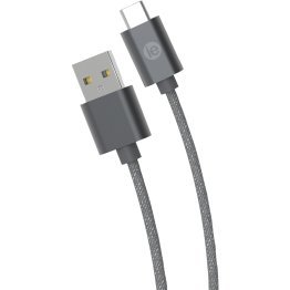 iEssentials® Charge & Sync Braided USB-C® to USB-A Cable (120 In.; Gray)