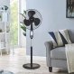 Optimus F-1672 3-Speed 50-Watt 16-In. Portable Oscillating Stand Fan with Remote (Black)