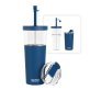 ASOBU® Marina See-Through Triton™ Tumbler with Flexible Straw (Blue)