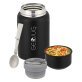 Brentwood® Geojug Vacuum-Insulated Stainless Steel Food Jar with Bowl and Folding Spoon, Black (17 Oz.)