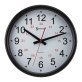 Timekeeper 14-In. Quartz Black and White Indoor/Outdoor Wall Clock with Standard and Military Time, Black and Red Hands, and Black Rim