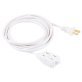 GE® 3-Outlet Polarized Indoor Extension Cord with Twist-to-Close Outlet Covers, 6 Ft., White, 51937