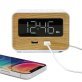 Lumoday™ Dual USB Alarm Clock (White/Wood)