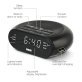RCA Digital Radio Alarm Clock with Soothing Sounds, Brightness Control, and USB Charging Port