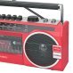 Audiobox® RXC-25BT 10-Watt Portable Cassette Player and Recorder Boombox with 3-Band Radio, Bluetooth®, and Speakers (Red)