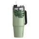 Outdoors Professional 30-Oz. Stainless Steel Double-Walled Insulated Tumbler with Straw (Tropical Green)